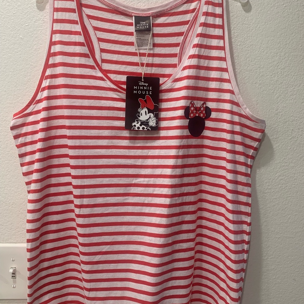 Disney Minnie Mouse Red & White Striped Tank Top with Bow Accent
